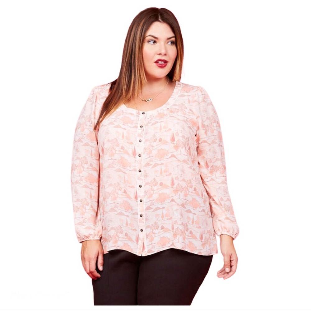 MODCLOTH Board Game Plan Long Sleeve Blouse Pink Size XXS
